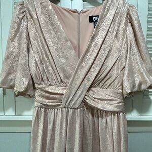 DKNY Shimmering Cream Long Sleeve Dress